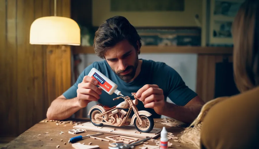 Maqueta de madera de una moto de la marca ROlife